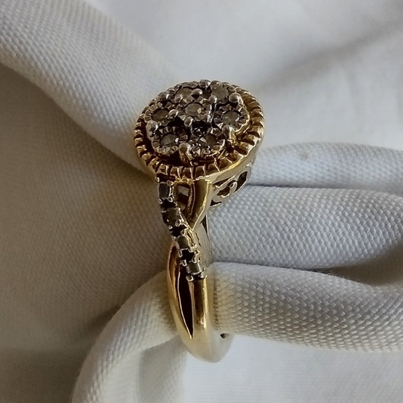 Vintage Bridal Style Vermeil Gold Plated CZ Sterling Silver Ring / Size Seven - Picture 3 of 8